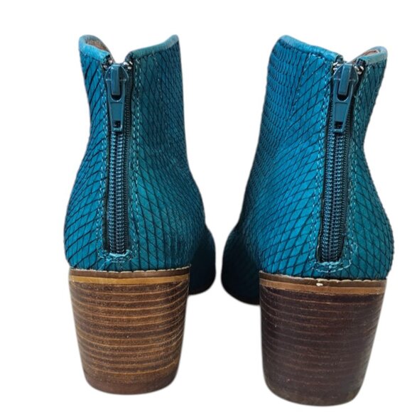 Miz Mooz Womens Nomad Turquoise Blue Leather Heeled Ankle Boots, Western, Sz 9.5 - Picture 3 of 9